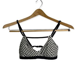 ATHLETA Wailea Bikini Top Swimsuit Size XS Black White Stripes Comfort Outdoor